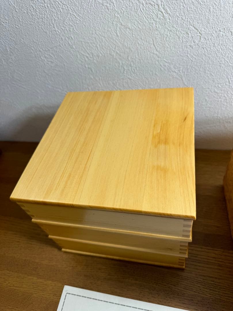 天然木　重箱　3層　未使用品　共箱