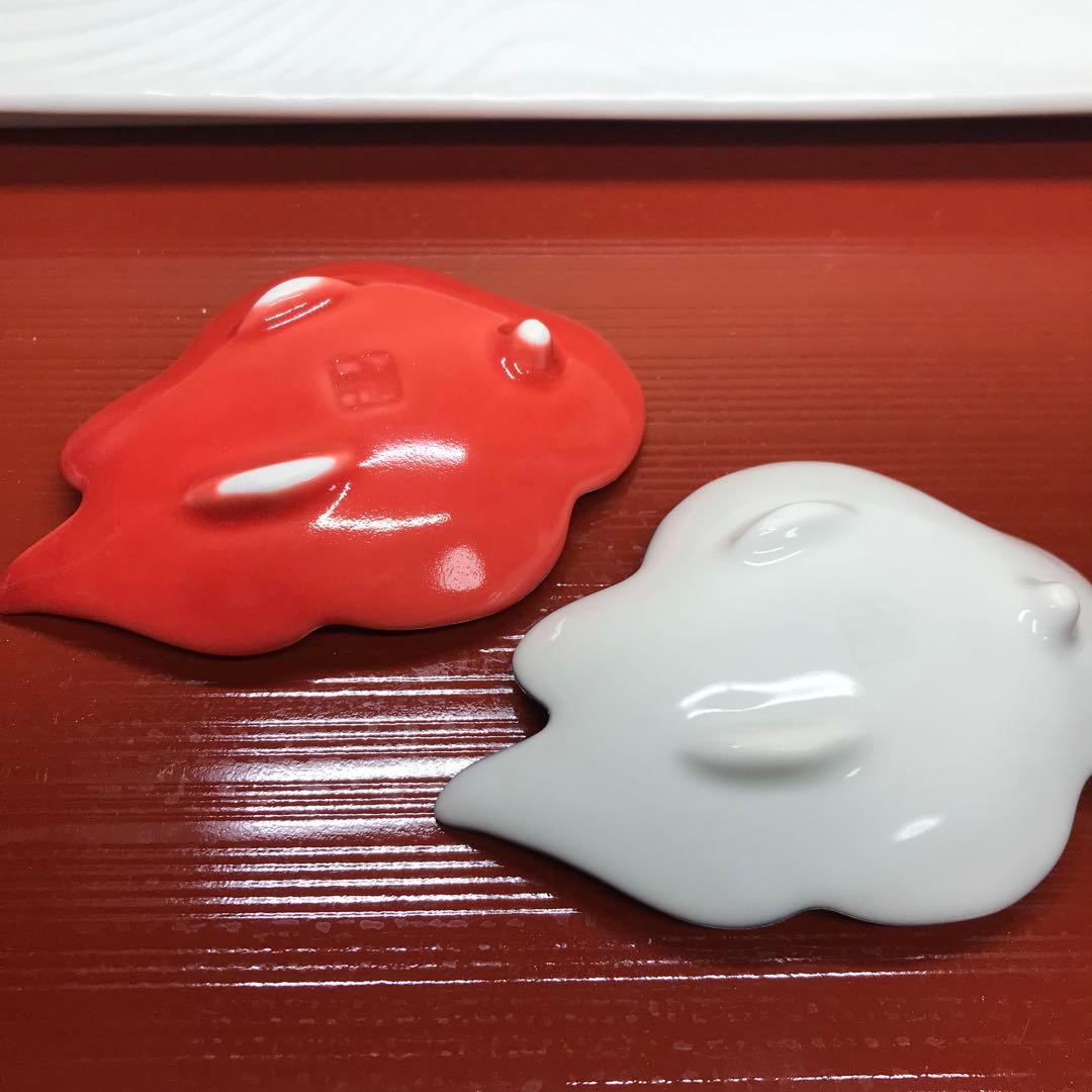 有田焼　流水彫長皿2枚　& 雲小皿　2枚　深海三龍堂　伝平窯
