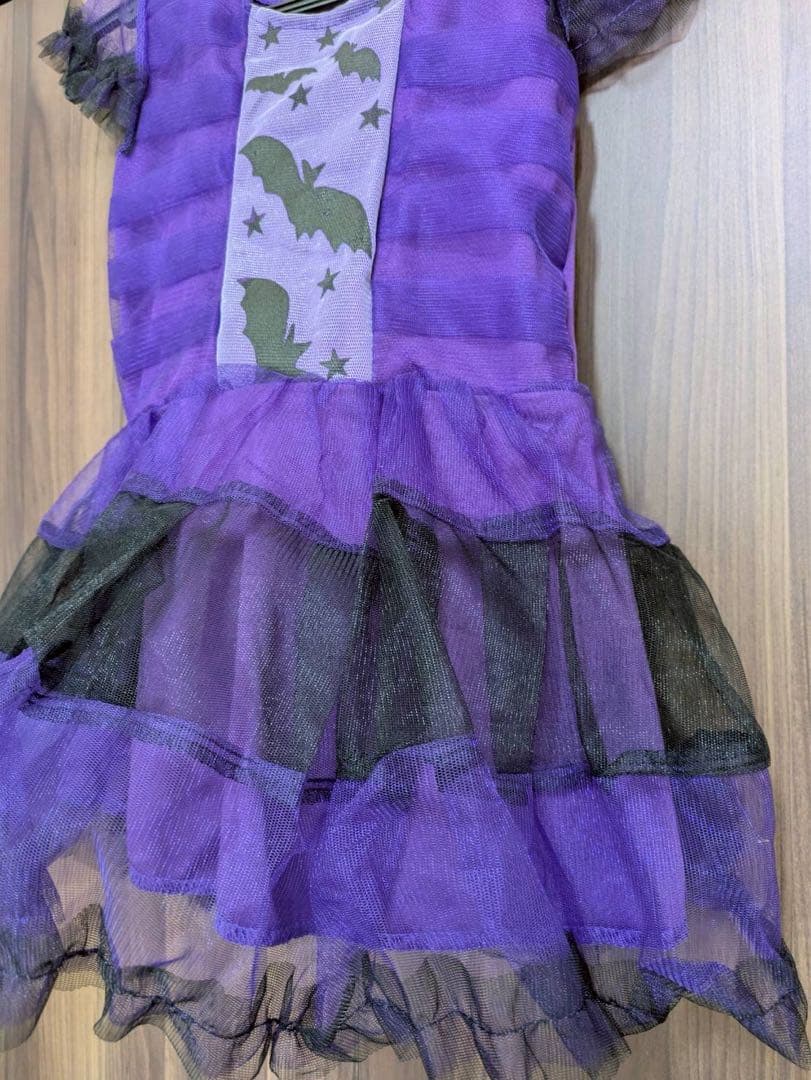 新品】110 小悪魔　ハロウィン コスプレ 女の子 魔女 キッズ　紫　コウモリ