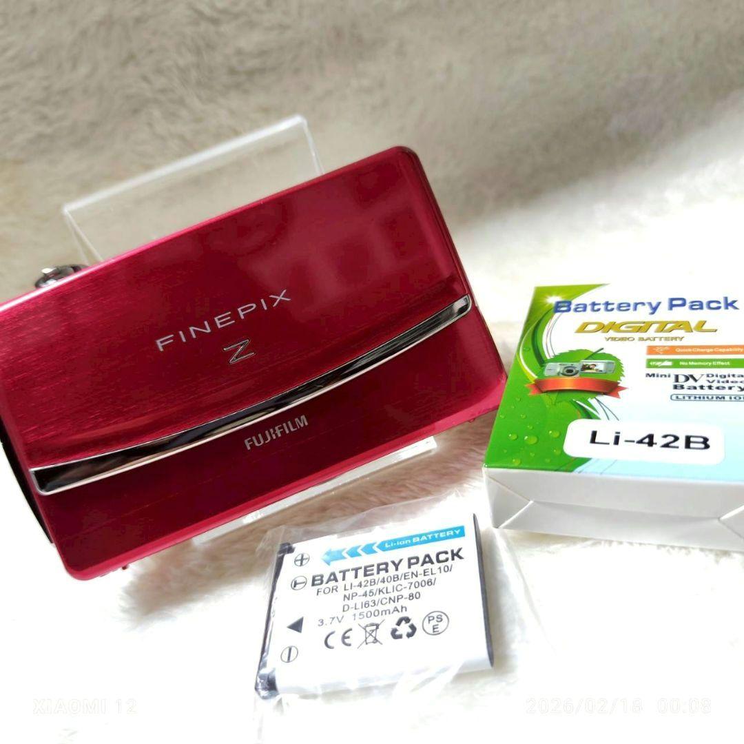 美品✨ FUJIFILM Fainepix Z90 レッド バッテリー デジカメ