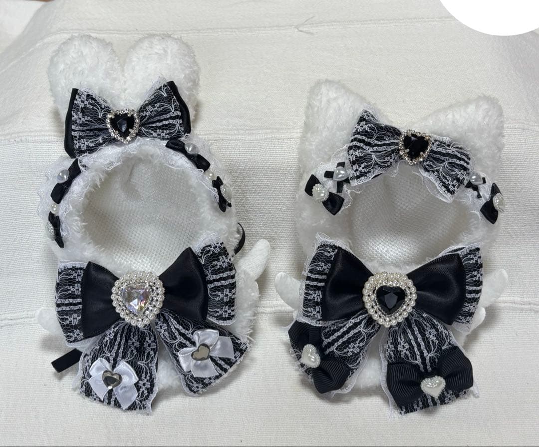 ちびぐるみ ぬい服 11cm ねこ耳 ２着セット 白 ブラック