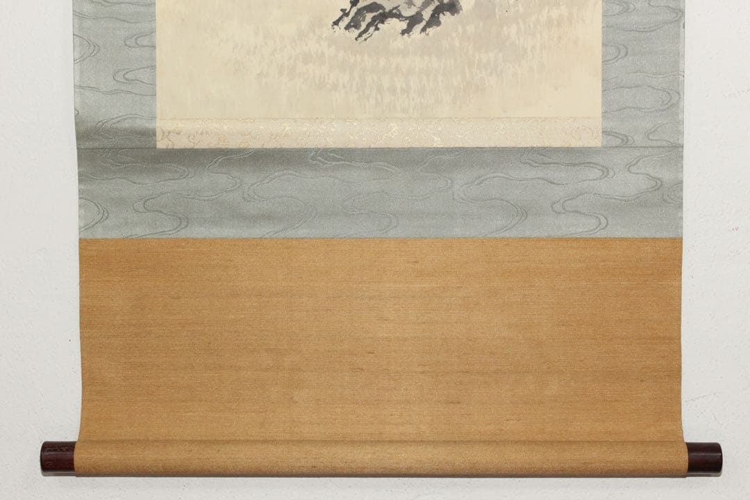 No5521 掛軸　在名　田中松峰　寿老人　彩色絹本　合箱　縁起物　送料無料