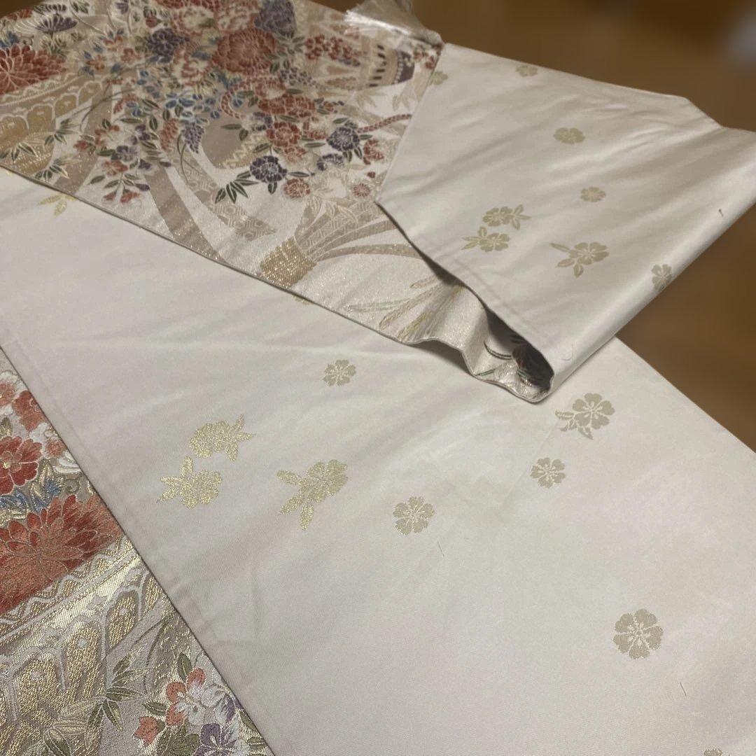 table runner 「花籠吉鳥」　帯リメイク 長長尺270㎝　正絹