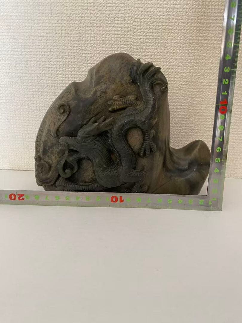 中国美術 天然石 鑑賞石玉石龍彫刻 置物 時代物