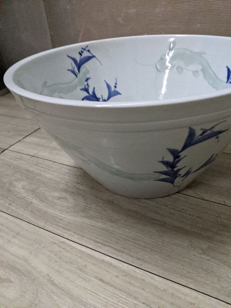 レトロ 時代物　火鉢　金魚鉢　睡蓮鉢 染付