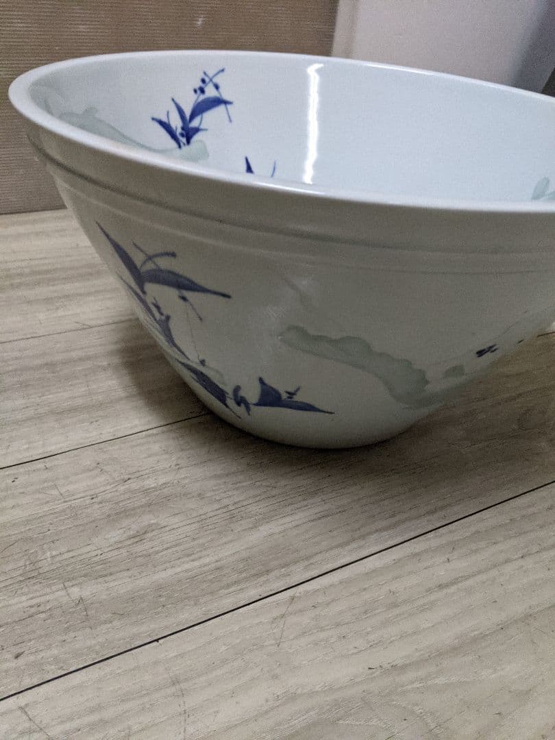 レトロ 時代物　火鉢　金魚鉢　睡蓮鉢 染付