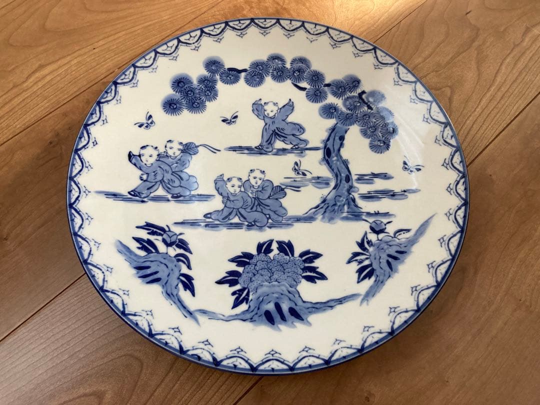 大皿 5枚セット 花と鳥の模様 30-32cm
