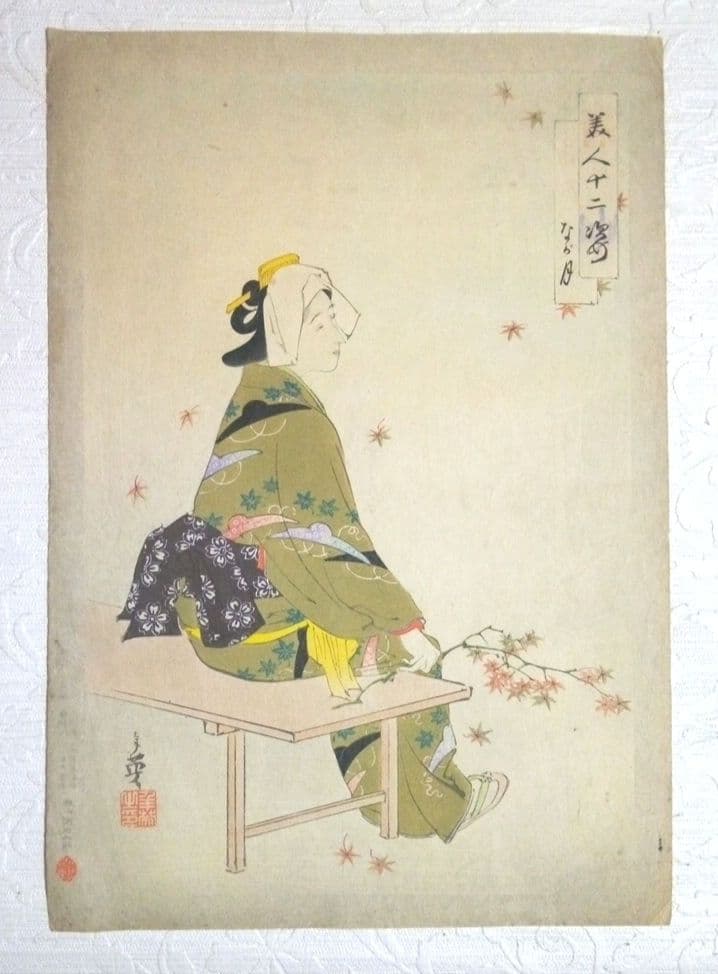 浮世絵、美人十二姿なが月、右田年英画