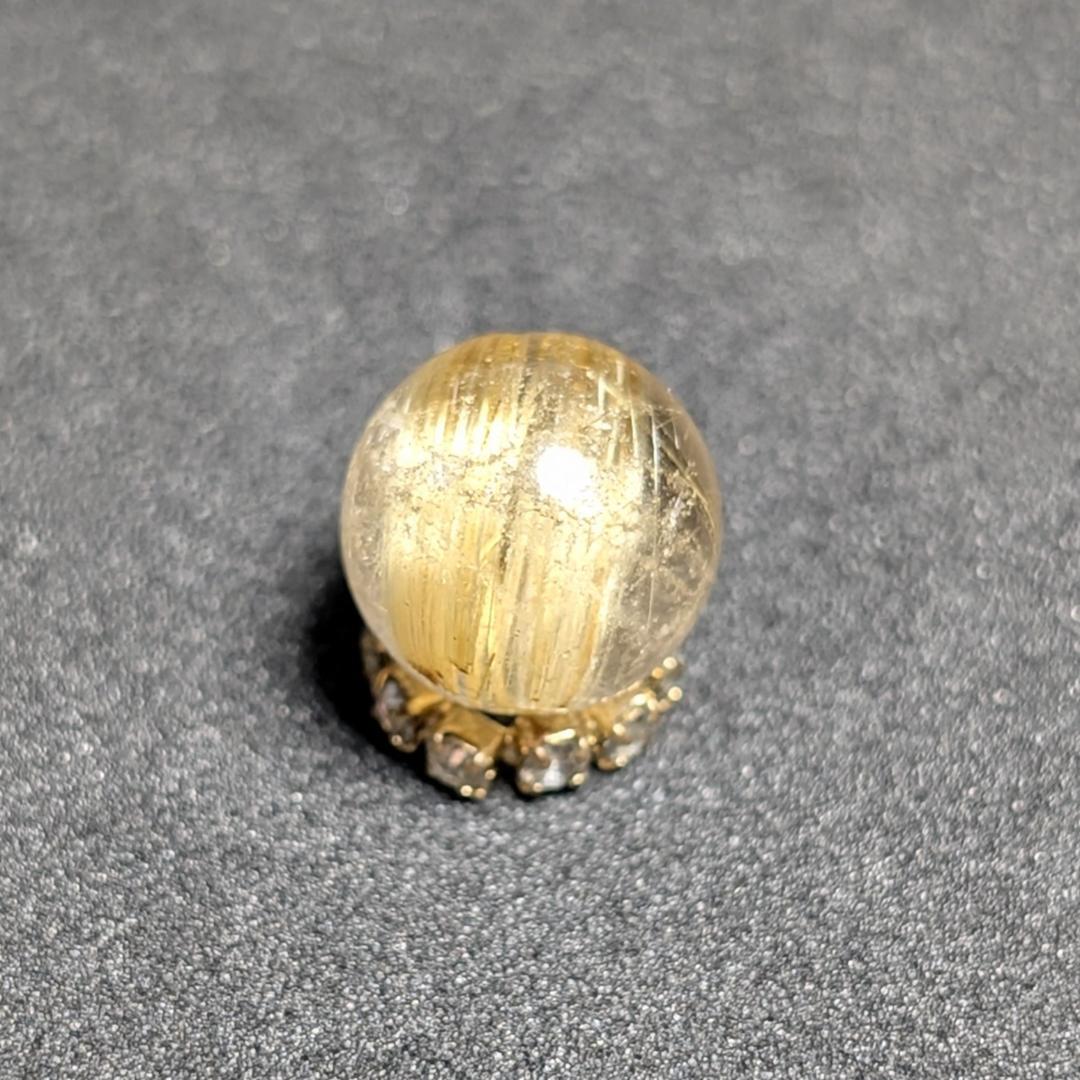 キャッツアイルチルクォーツ 8ミリ 粒売り 一点物 貫通穴あり 極太金針水晶