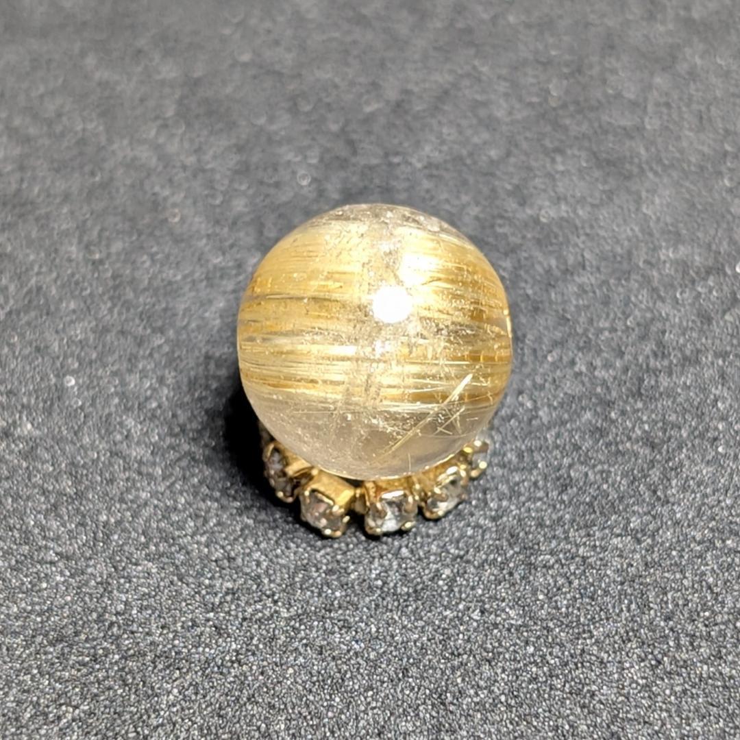 キャッツアイルチルクォーツ 8ミリ 粒売り 一点物 貫通穴あり 極太金針水晶