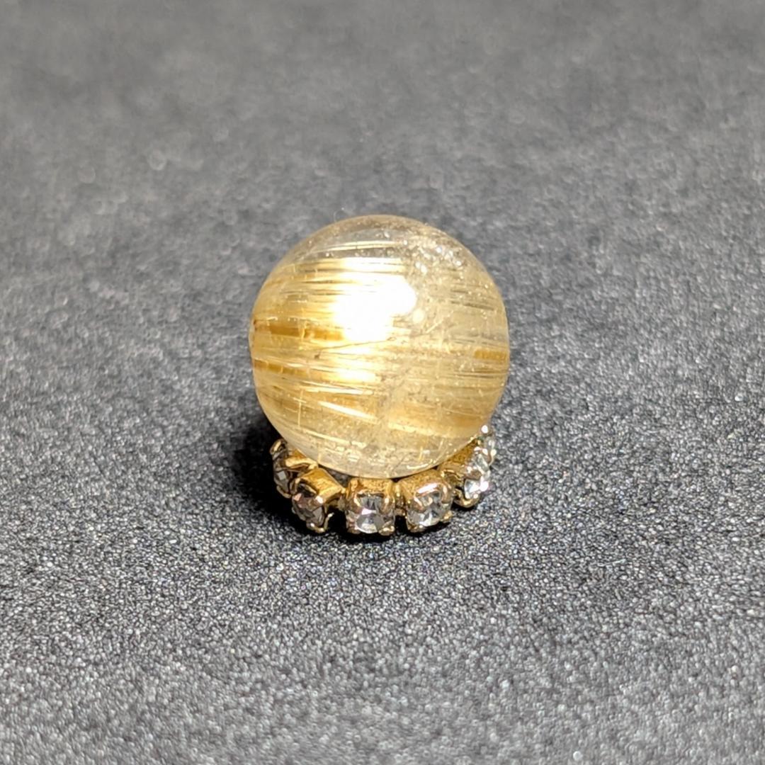 キャッツアイルチルクォーツ 8ミリ 粒売り 一点物 貫通穴あり 極太金針水晶
