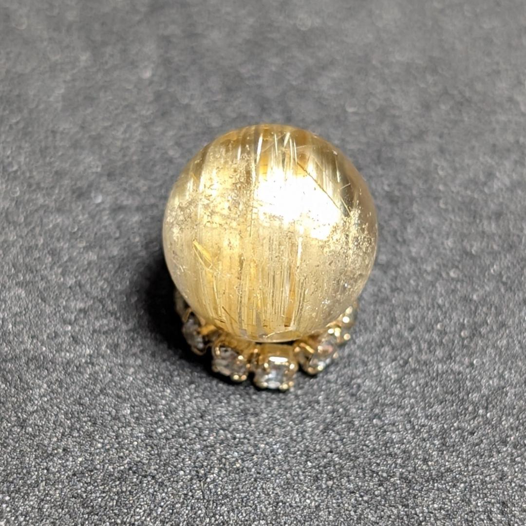 キャッツアイルチルクォーツ 8ミリ 粒売り 一点物 貫通穴あり 極太金針水晶