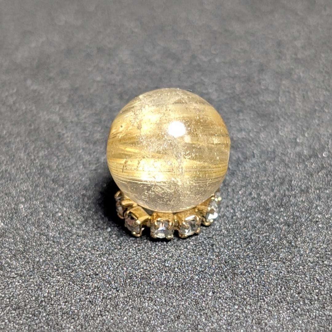 キャッツアイルチルクォーツ 8ミリ 粒売り 一点物 貫通穴あり 極太金針水晶