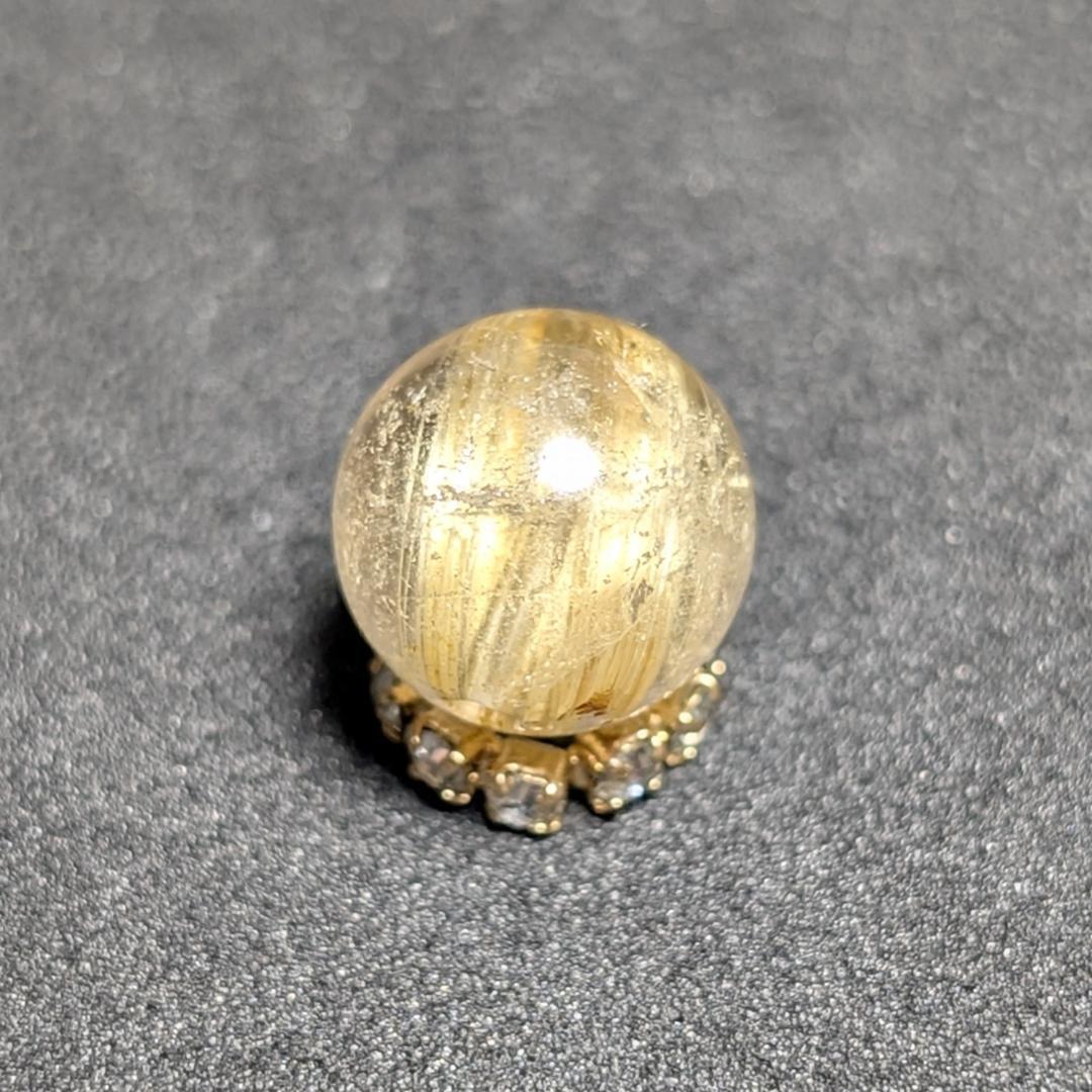 キャッツアイルチルクォーツ 8ミリ 粒売り 一点物 貫通穴あり 極太金針水晶