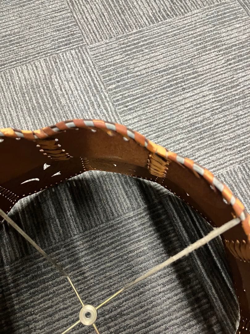 アンティーク　フロアランプ　カービング　本革