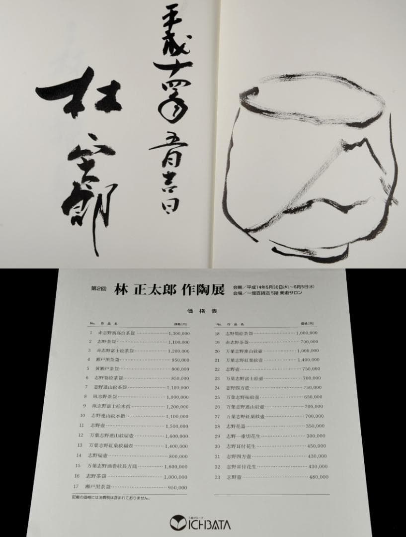 林正太郎 鼡志野 富士絵 水指 共箱 掲載個展図録添（表紙掲載） 正神窯