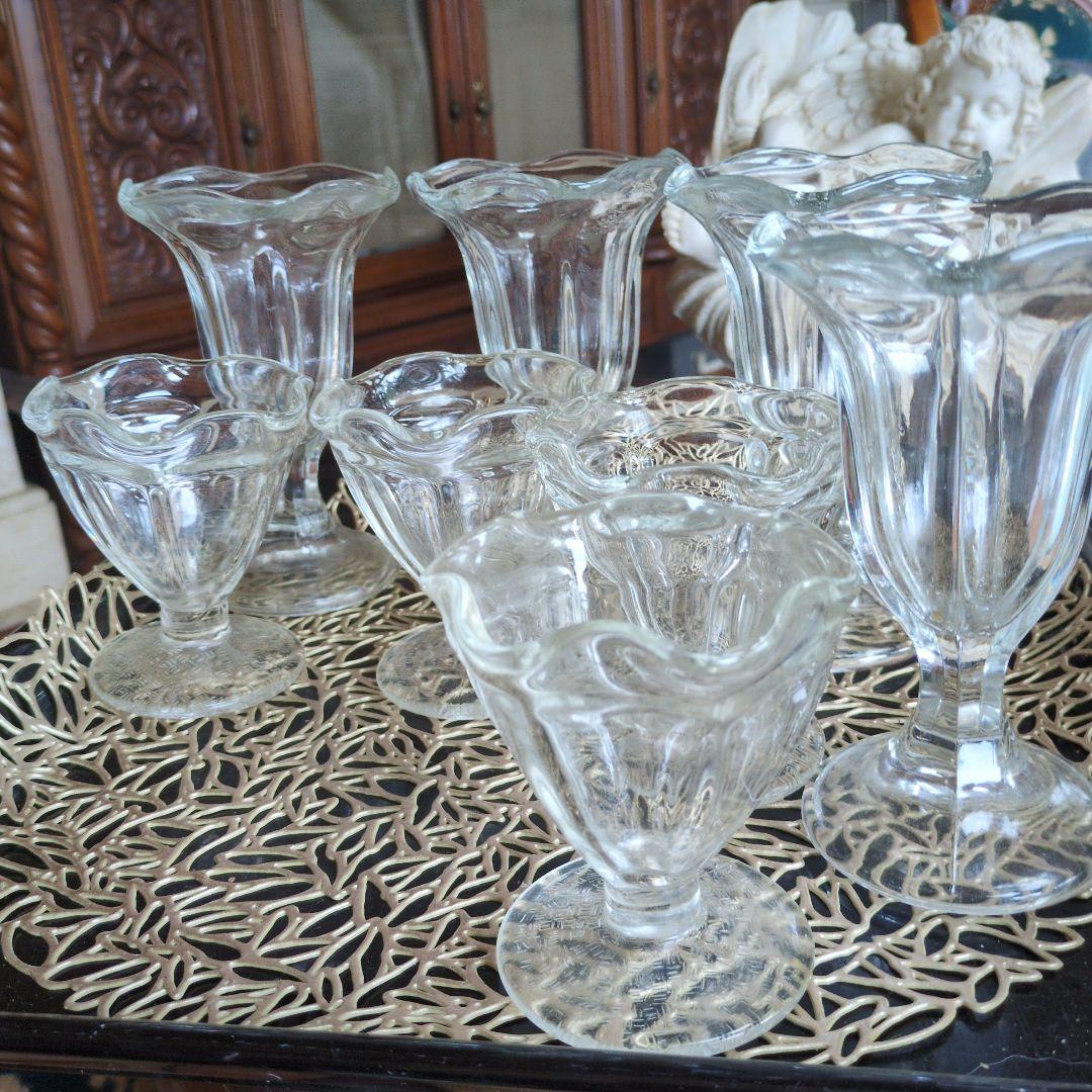 パフェグラス　サンデーグラス　ヴィンテージ　トール＆ショート４脚セット