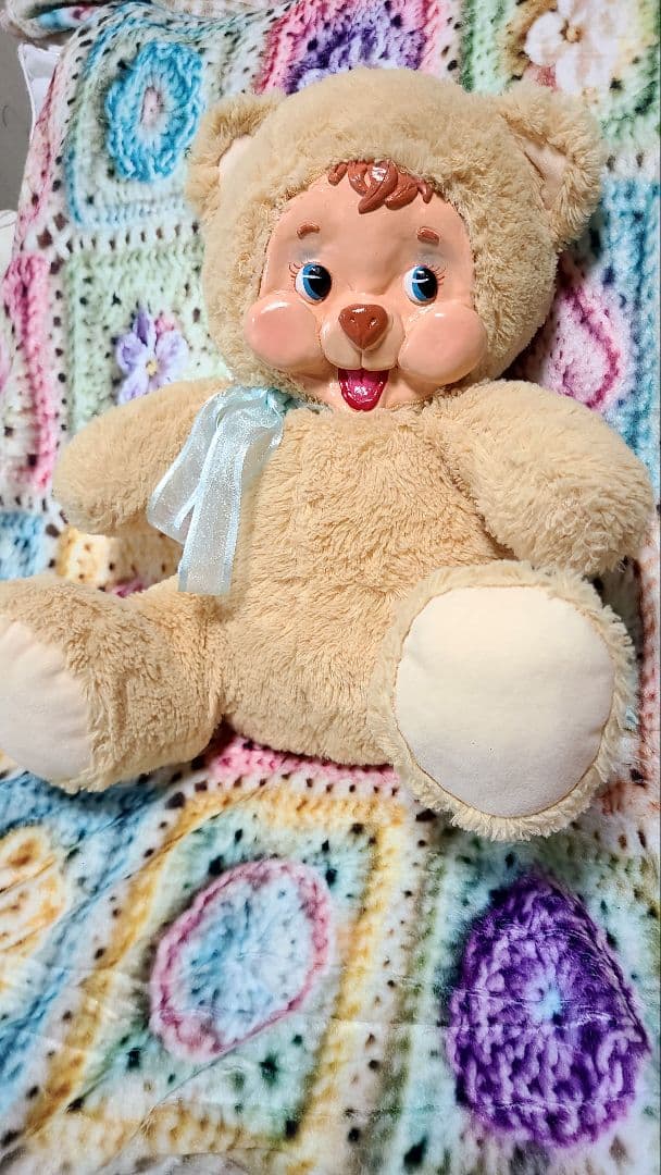 ヴィンテージ風 ハンドメイド クマのぬいぐるみ 約35cm