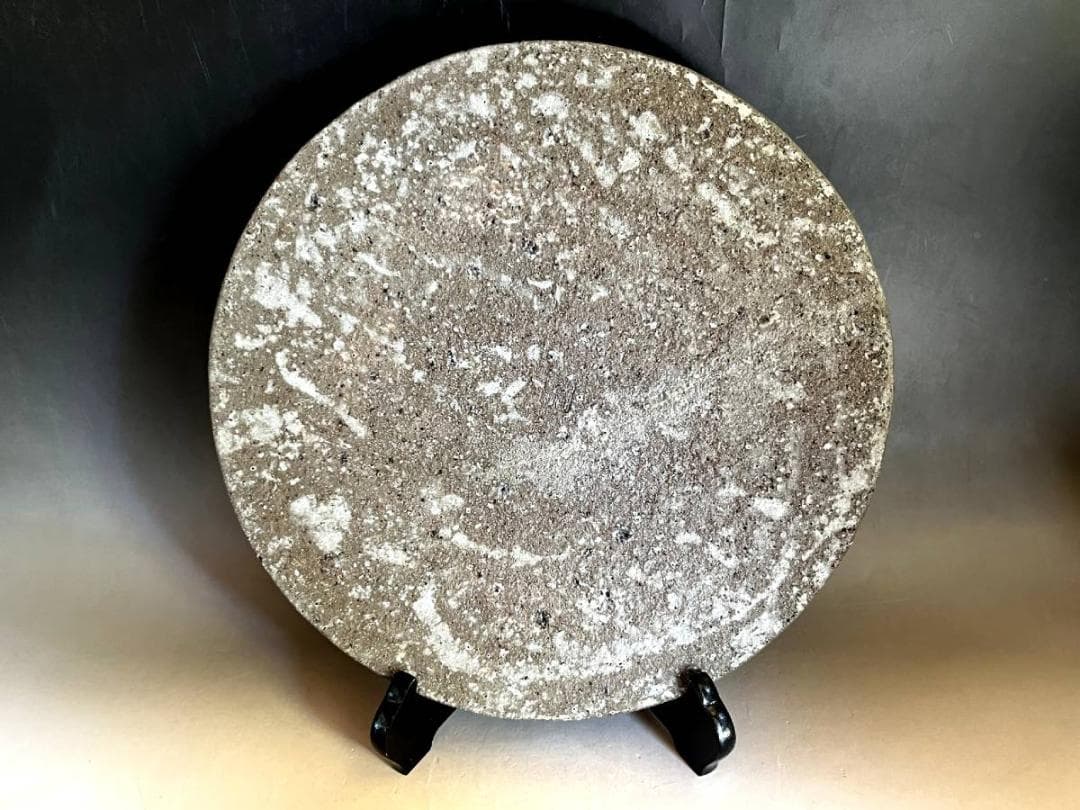 飾皿■時代物 水盤 味わい深いガラス釉 水色釉 古い平皿 料理皿 敷板 骨董品■