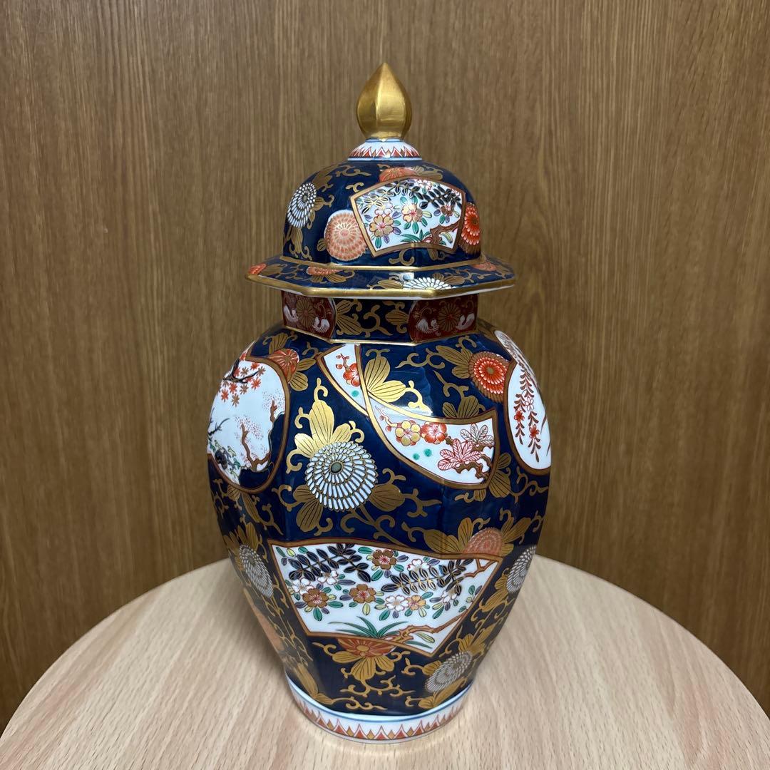 其泉 豪華な沈香壺 琳派古伊万里 美術有田焼 賞美堂其泉窯 染錦金彩琳派図