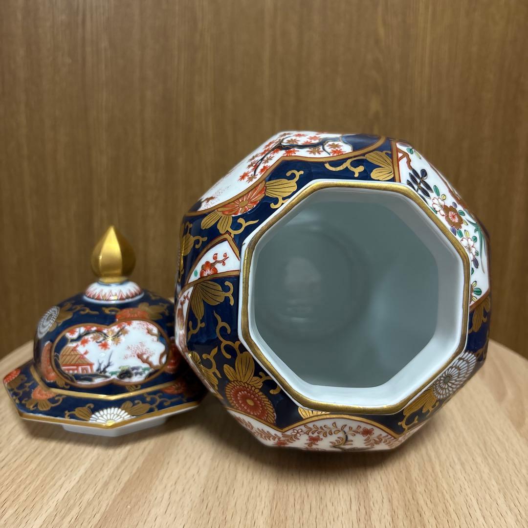 其泉 豪華な沈香壺 琳派古伊万里 美術有田焼 賞美堂其泉窯 染錦金彩琳派図