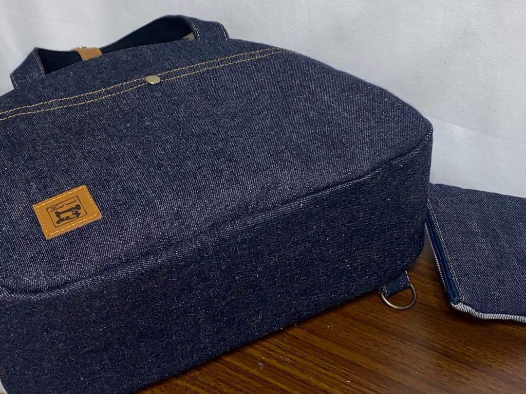 ハンドメイド☆岡山デニム☆扇型☆リュック対応☆4wayボストンバッグ