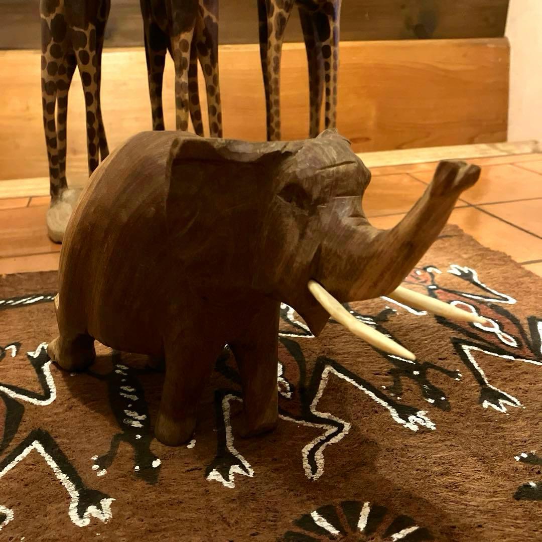✨レアビンテージ品✨　ハンドメイド 木製動物オブジェセット アフリカンスタイル