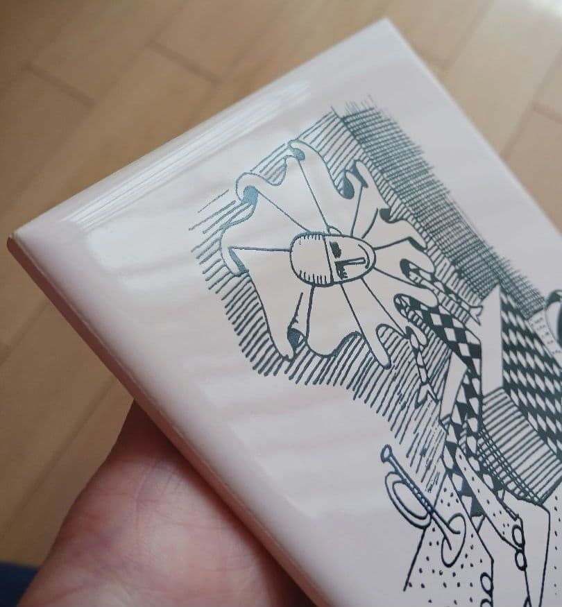 やなせたかし　タイル　絵画サイン入作品　陶器製　ピエロ画　希少レア　道化師