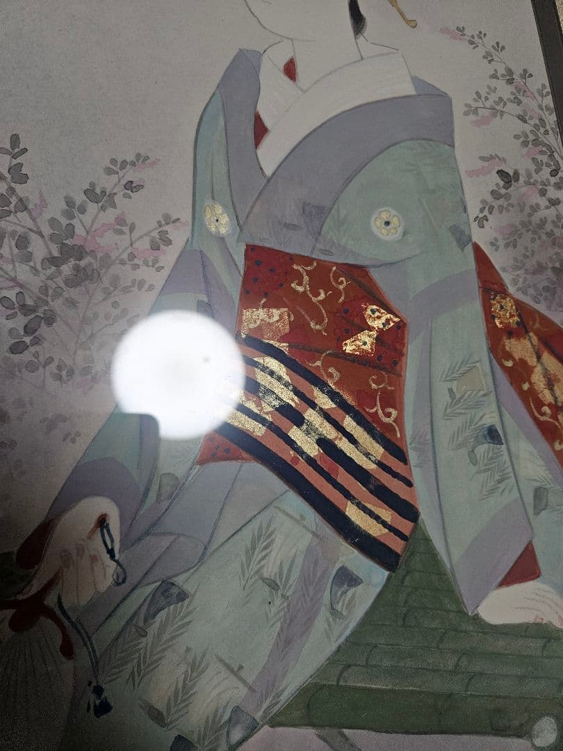 武藤嘉亭 ［涼庭］紙本　美人画 浮世絵 日本画 師伊東深水 山川秀峰 額装