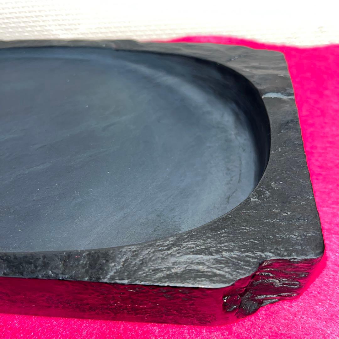 ⭕️雄勝硯　伝統工芸士　杉山唐龍斎　美品　石紋綺麗　四六寸大　海深い　工芸品