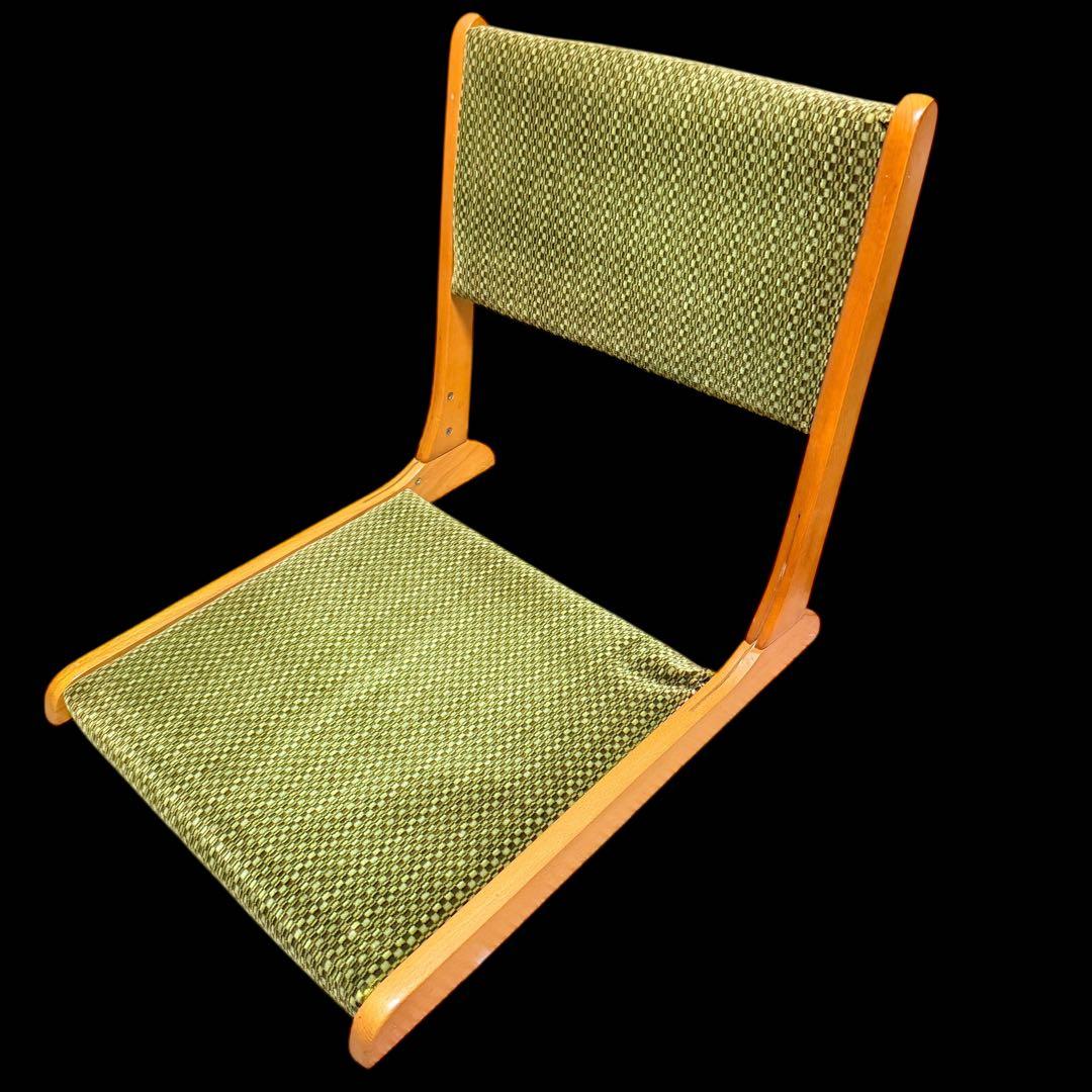 昭和レトロ 光家具 和柄 木製座椅子 折りたたみ式椅子 2脚セット 古家具