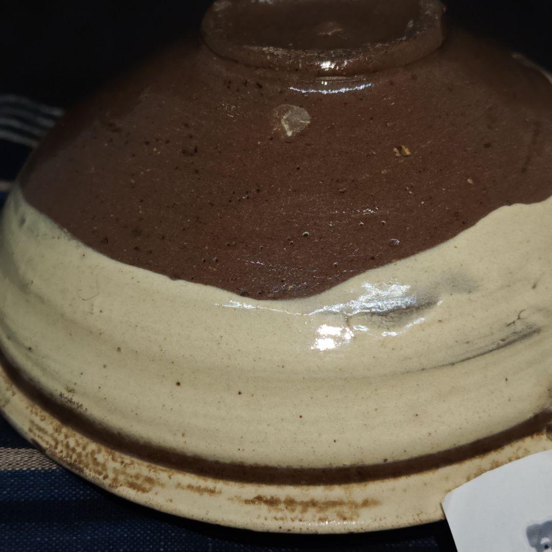 李朝、刷毛目茶碗(元箱、藍染包み古布付)