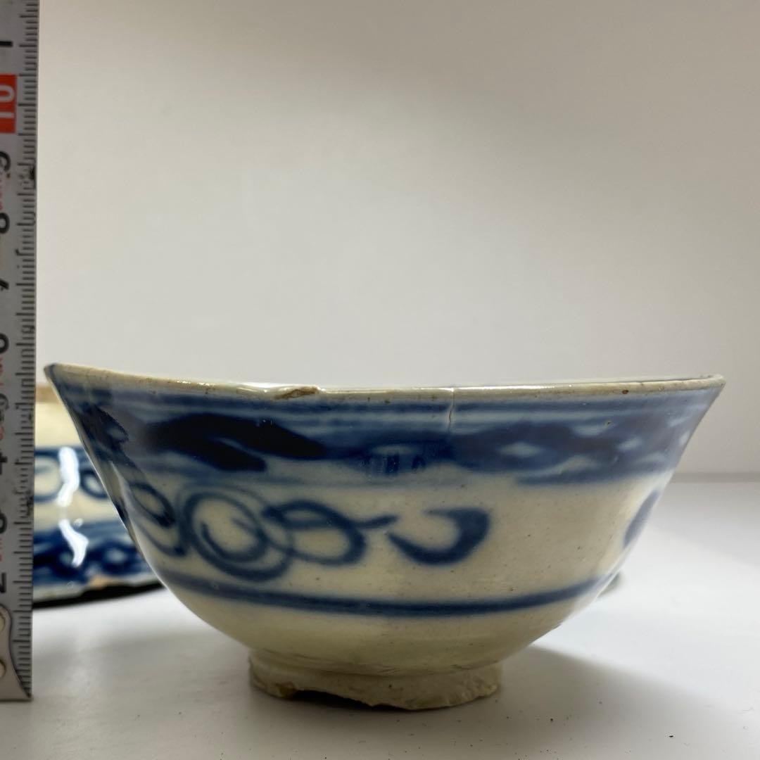 中国清朝時代　青花小鉢4客　口径約12㎝　東Y7-0403⑥タニト