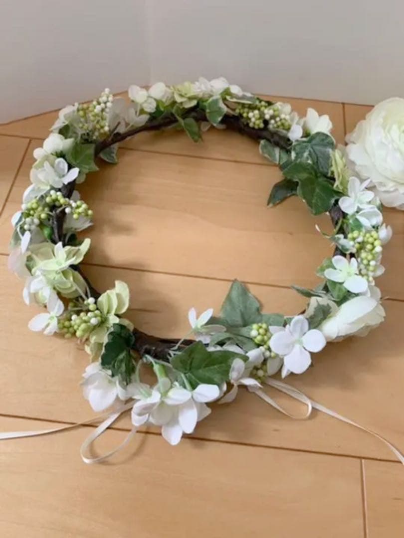 【美品】ウェディング　ブーケ&ブートニア&花冠&リストバンド　4点セット