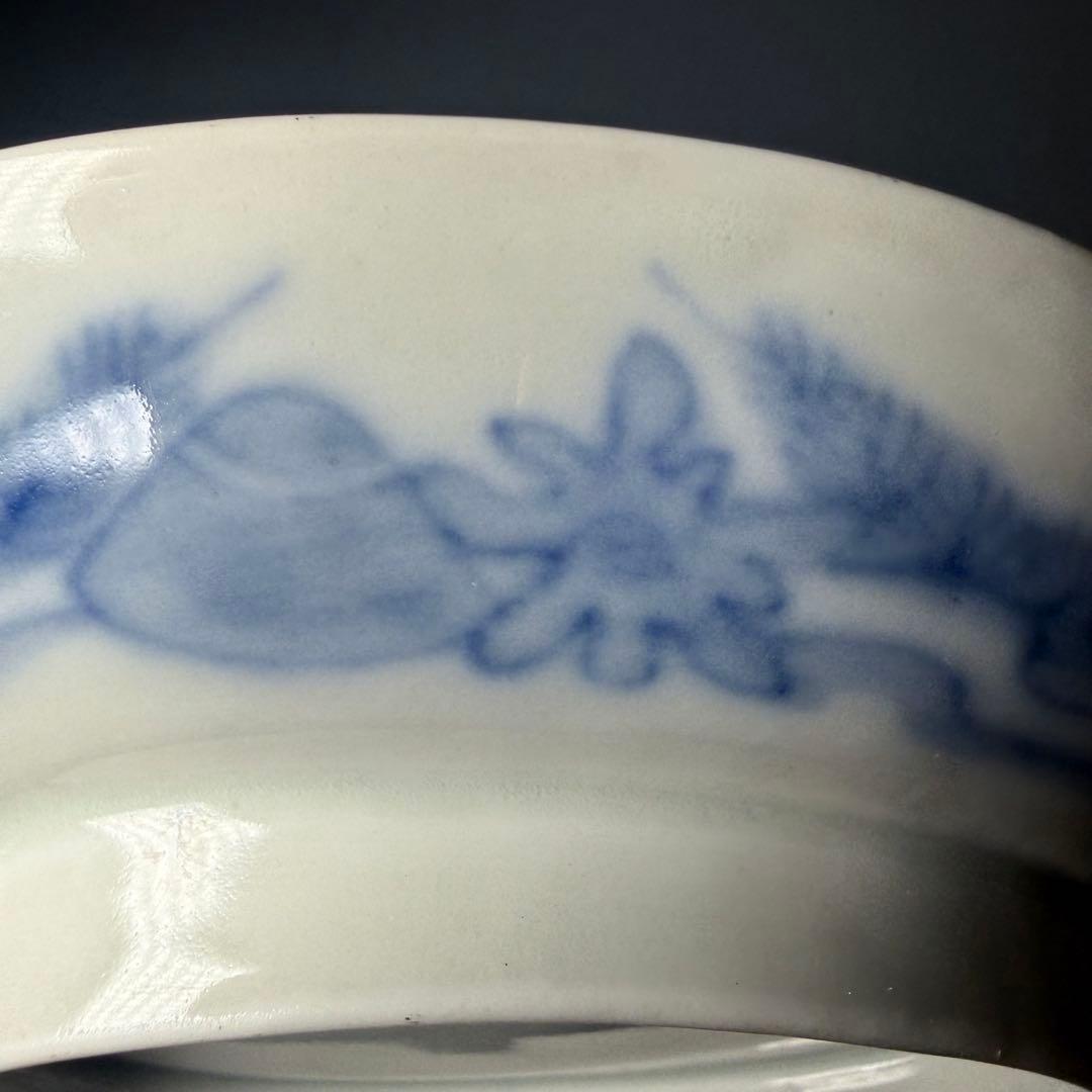 古伊万里　色絵陽刻玄武青海波文変形皿　五枚　江戸期　状態◎　料理屋　古器を楽しむ