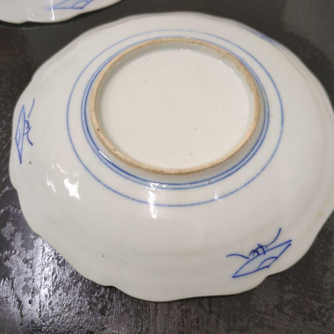 骨董　伊万里　七寸皿　色絵　中皿　21cm　陶器　アンティーク　5枚〜
