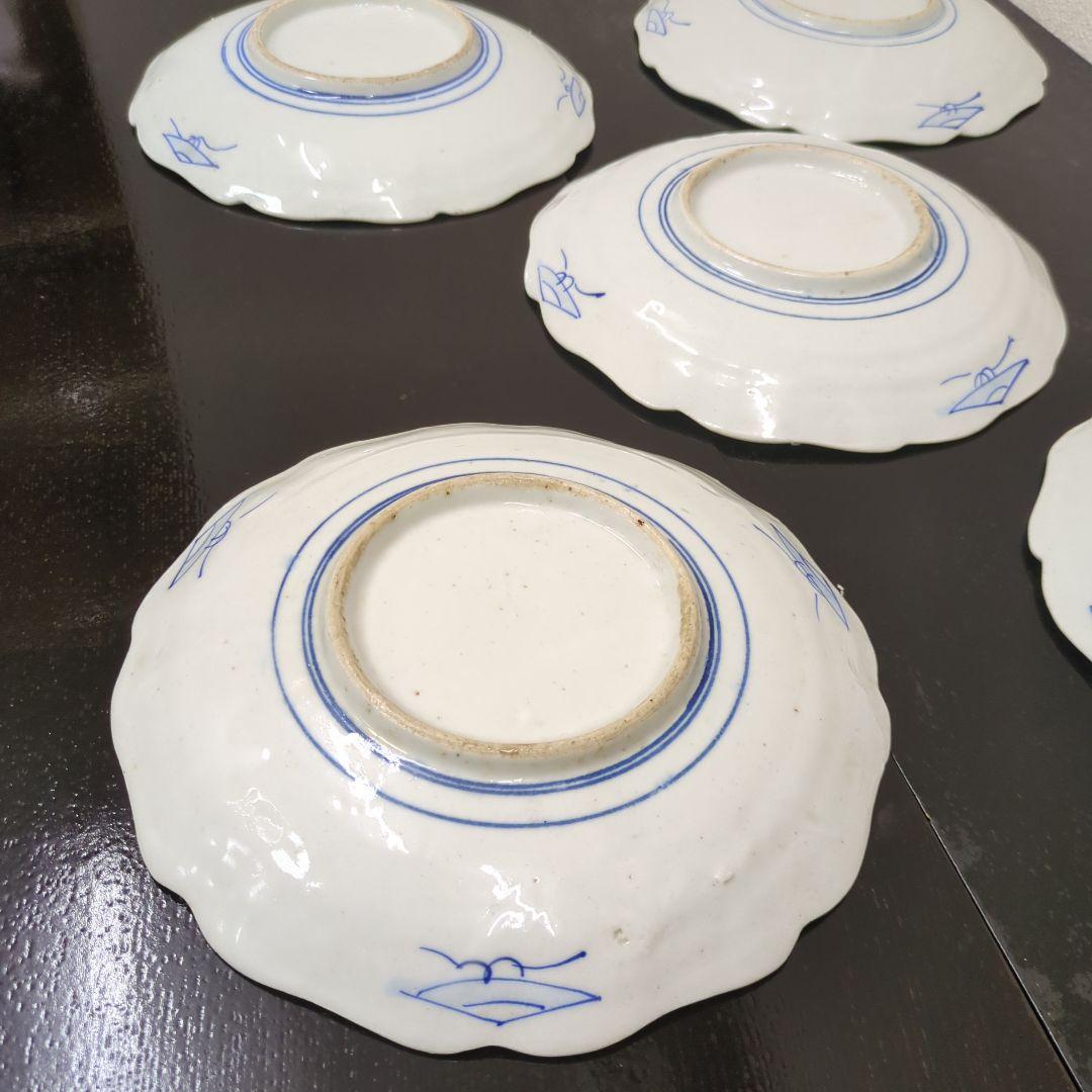 骨董　伊万里　七寸皿　色絵　中皿　21cm　陶器　アンティーク　5枚〜