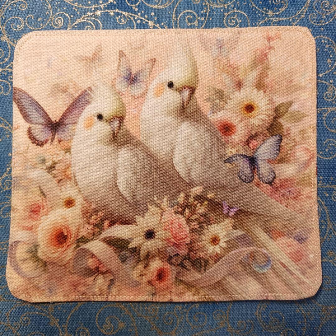 もも＆まりん　804 ハンカチ　インコ柄