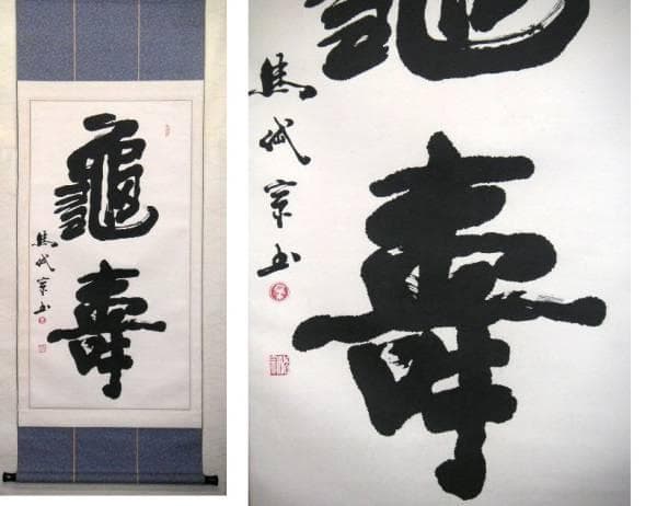 ♥中国　書　掛軸　【亀寿】　掛け軸　骨董　古玩