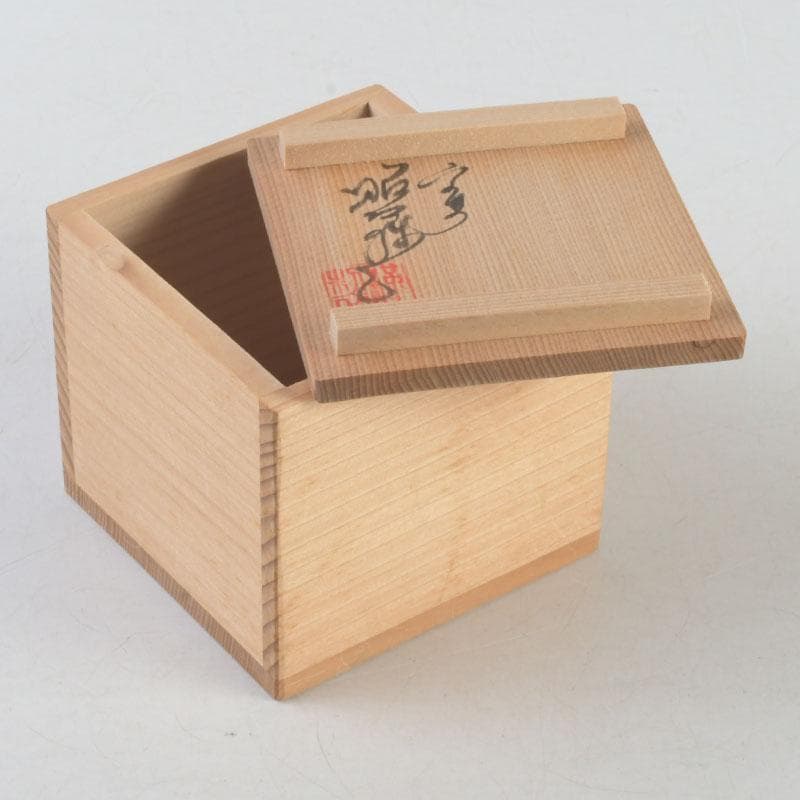 茶道具　京焼　平安　高野昭阿弥作　色絵　芦面　蓋置　共箱　V　A48