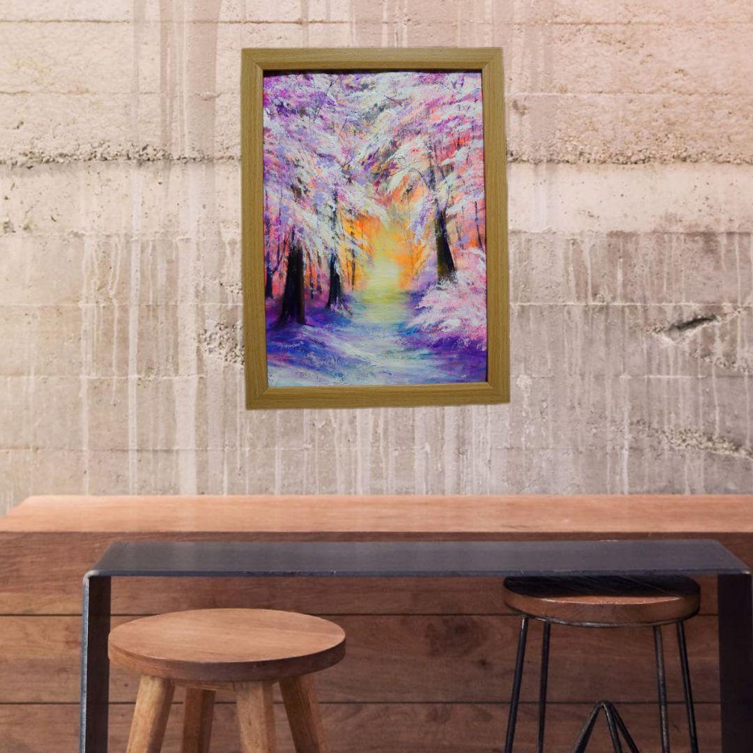 油絵 絵画 【冬の朝日】
