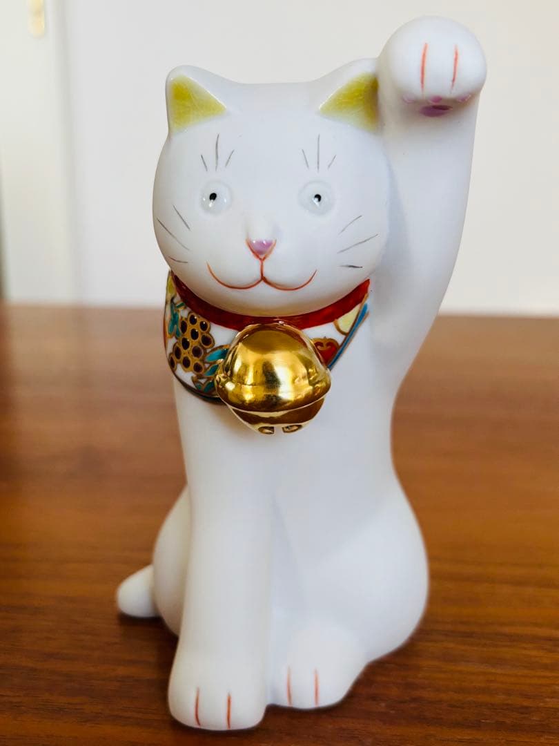 【新品未使用】上出長右衛門窯　招き猫　右手　左手　まねきねこ　白
