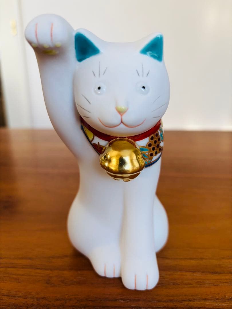 【新品未使用】上出長右衛門窯　招き猫　右手　左手　まねきねこ　白