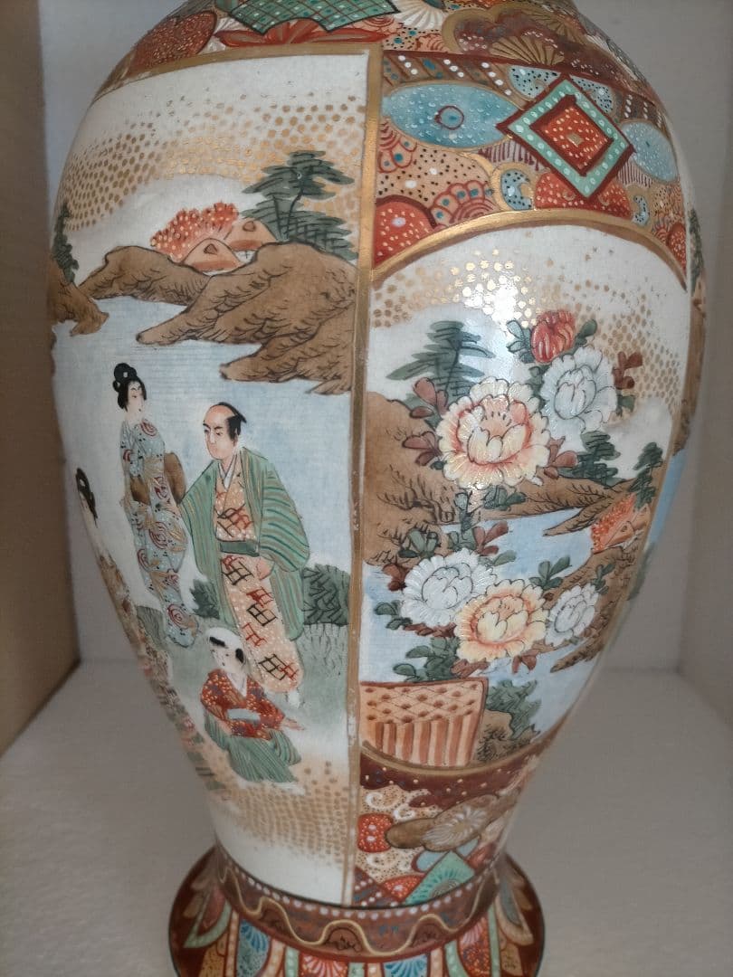 薩摩焼　保土田造　明治時代　花瓶　一対　pair