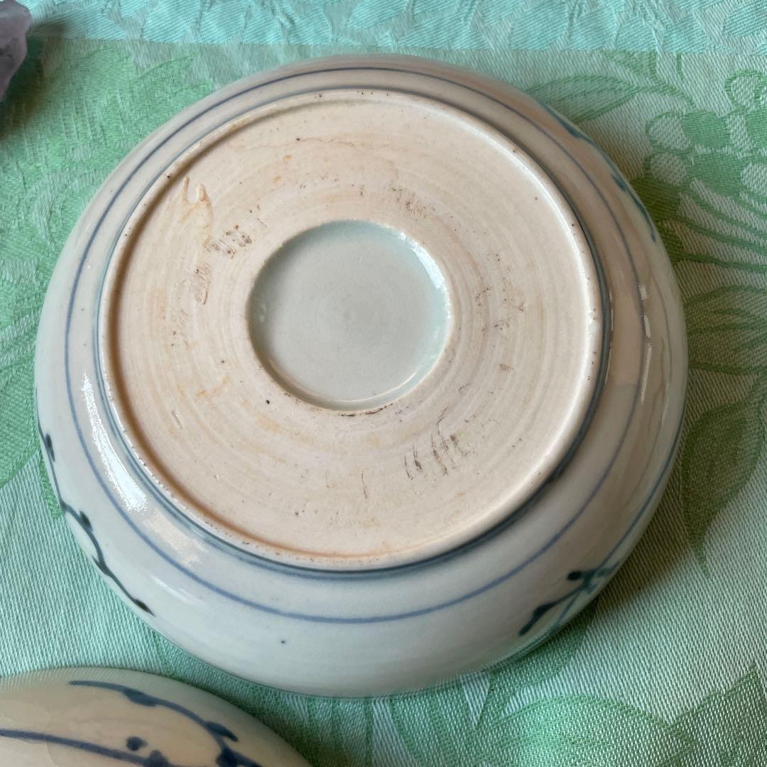 江戸中期　古伊万里　染付　唐草　膾皿　5客