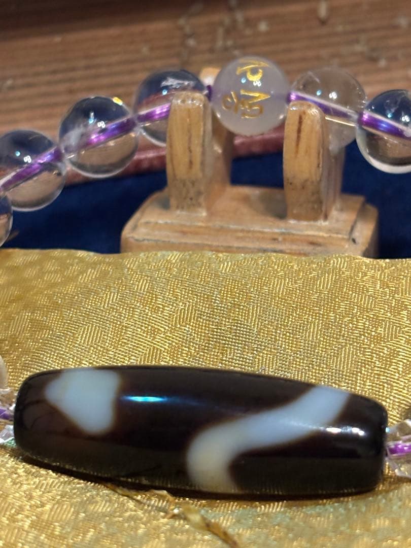 【弁財天の使い】白蛇天珠 ブレスレット 10mm水晶【河内神社 御神水浄化】