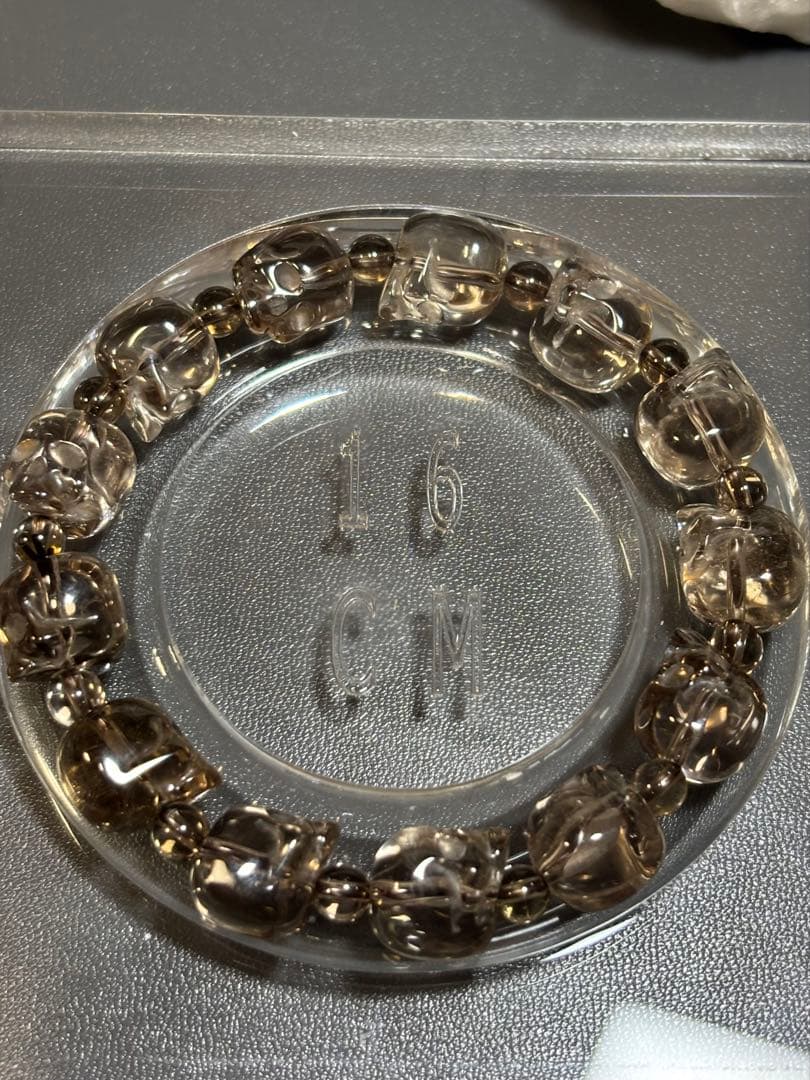 スカルのスモーキークォーツ　ブレスレット　8.7mm 天然石