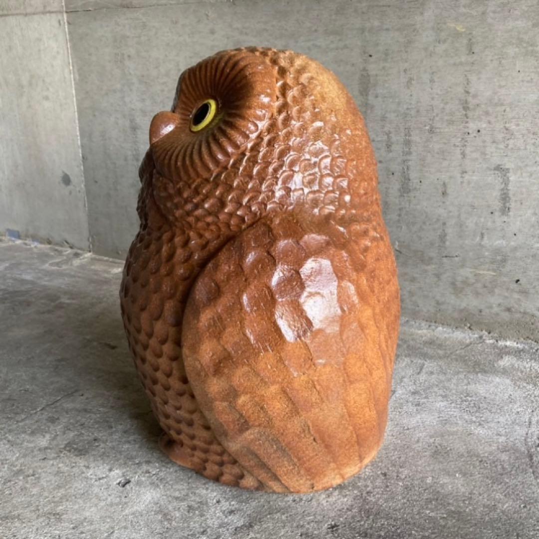 信楽焼 フクロウ 梟 鳥 陶器 大型 特大 和風 置物 インテリア レトロ