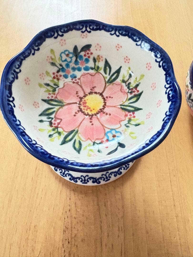 ポーリッシュポタリー VENA ポーランド陶器　ピンクのお花　4点セット