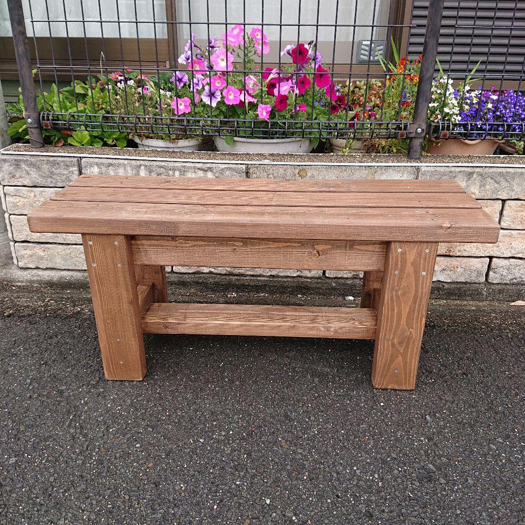 木製　ベンチ　アンティーク調　横幅８７cm　高さ３７cm　踏台　スツール